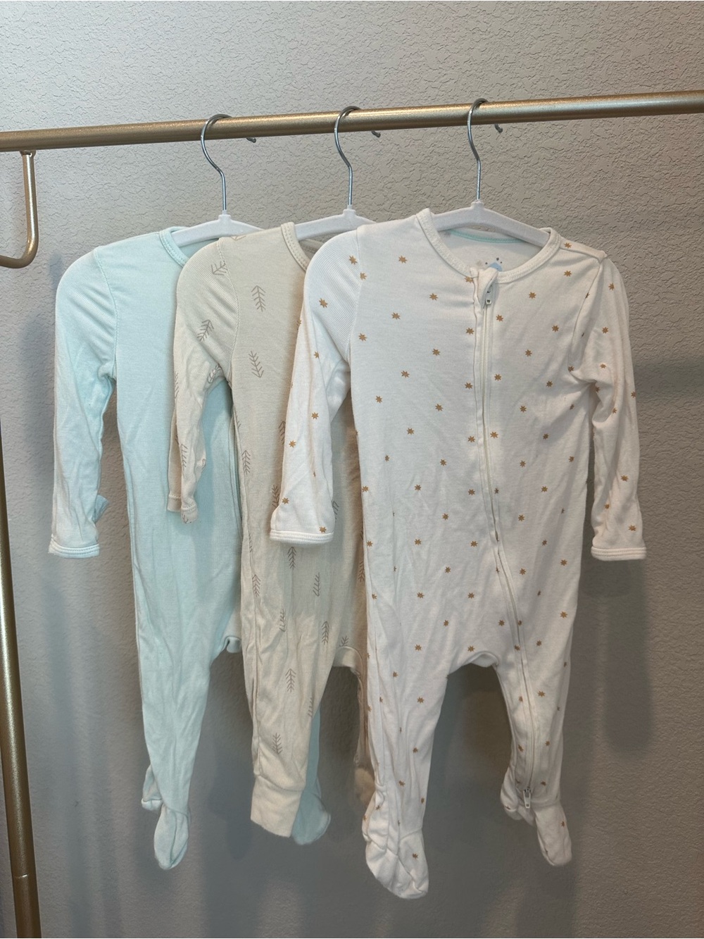 cloud island Cream and Light Blue Star Baby Footed Sleeper Set